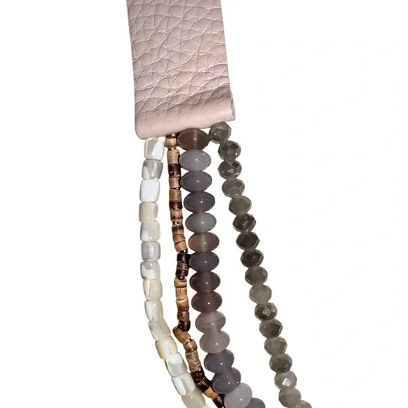 FAIRCHILD BALDWIN OF New York leather moonstone bead necklace - Picture 8 of 11